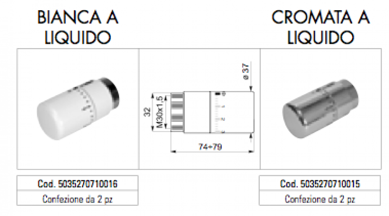 La Veneta Termosanitaria S.r.l. - - Complementi - Testa temostatica per  valvole Kristal by Cordivari