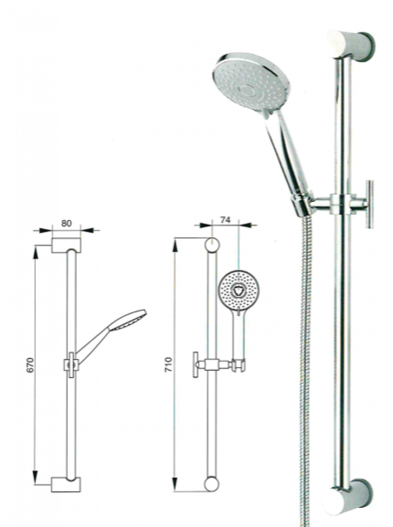 La Veneta Termosanitaria S.r.l. - - Aste saliscendi e colonne doccia - Asta  colonna doccia orientabile termostatica Easy 2 by Novellini